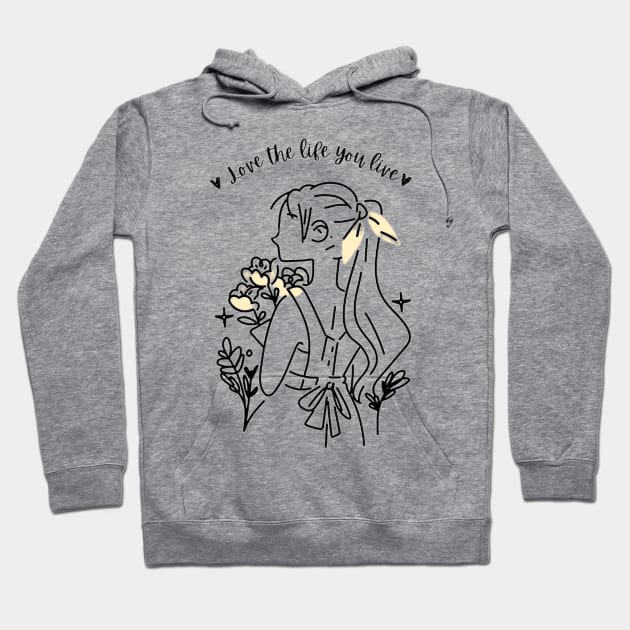 Aesthetic motivational girl line drawing Hoodie by AH-17